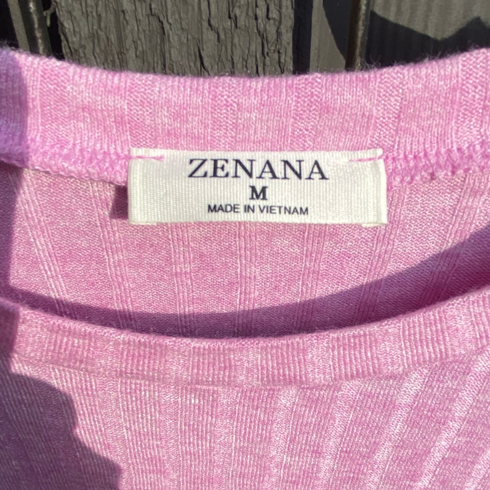NEW Zenana Outfitters Pink Ribbed Long Sleeve Top - Picture 2 of 5